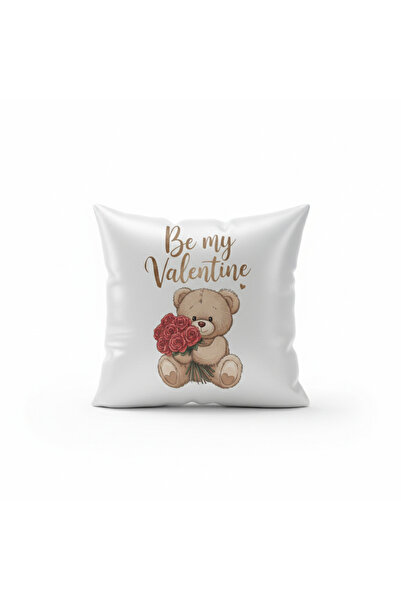PRİNTOPİA DESİGN هدية عيد الحب دمية دب لطيفة مطبوع - وسادة محشوة 30x30