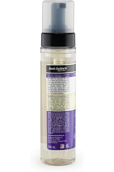 Aunt Jackie's Grapeseed Style and Shine Recipes Frizz Patrol Anti-Setting Hair Mousse, Sets Curly Ha