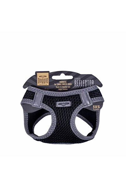 Doggie Cool Woven Reflector Small Breed Dog Chest Collar Xxxsmall Black 22-26 cm