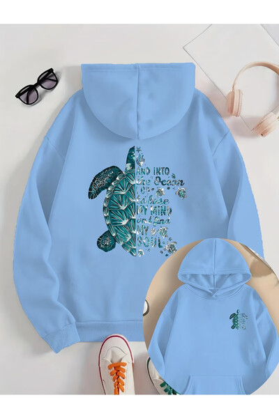 PENTHİLUS Turtle Printed Unisex Oversized Sweatshirt - Oversized Hoodie