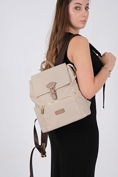 Silver Polo حقيبة ظهر نسائية من سيلفر آند بولو SP1210 باللون البيج الرملي