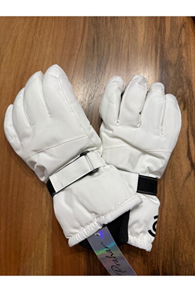 Blotch Waterproof White Color Lined Adult Size Ski and Snow Gloves