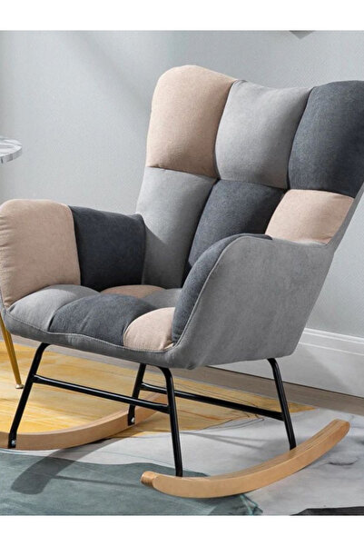 OEM Rocking Chair for Relaxation with Velvety Material, Durable Metal Frame