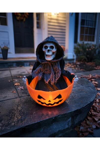 PARTİ SEPETİ Cadılar bayramı hallowen Hareketli sensörlü müzikli balkabağı şe...