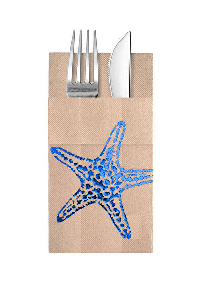Story مناديل ورقية ملونة من ورق الكرافت مقاس 40 × 40 سم، منقوشة بنجم البحر ال...