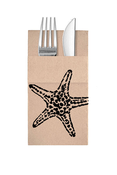 Story مناديل ورقية ملونة من ورق الكرافت مقاس 40 × 40 سم، مزينة بنمط نجم البحر...