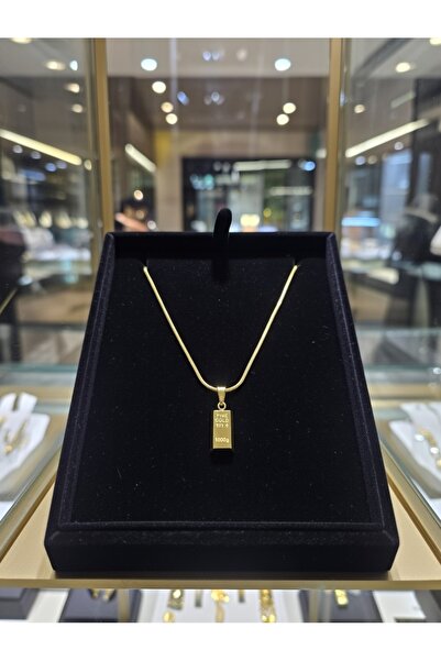Jadem Gold 22 K Altın Kaplamalı Külçe Çelik Kolye