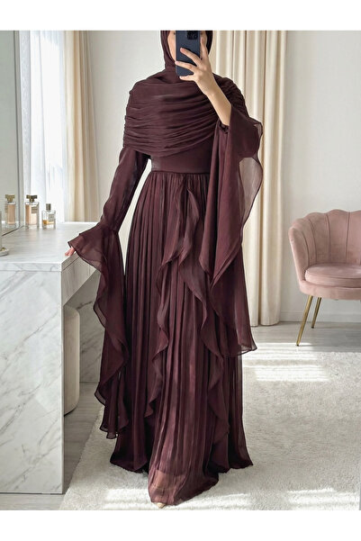 Modamorfo Strapless Flounced Draped Silky Organza Evening Dress -G.Kurusu