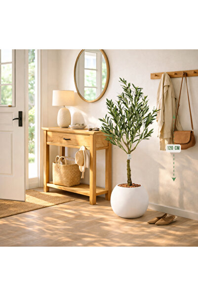 GOTA-X شجرة زيتون صناعية فاخرة بارتفاع 120 سم مع أصيص ديكوري