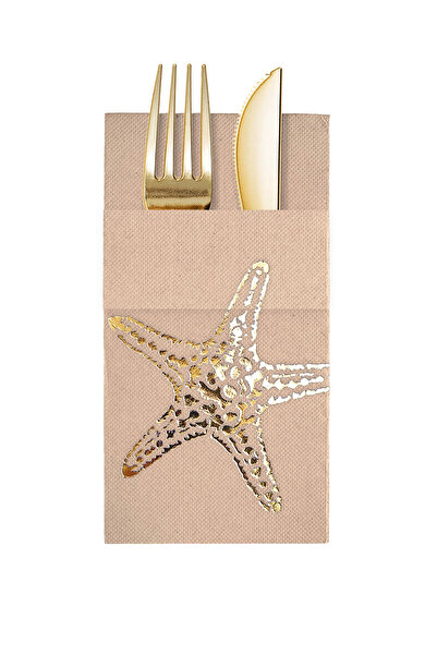 Story مناديل ورقية ملونة من ورق الكرافت مقاس 40 × 40 سم، مزينة بنمط نجم البحر...