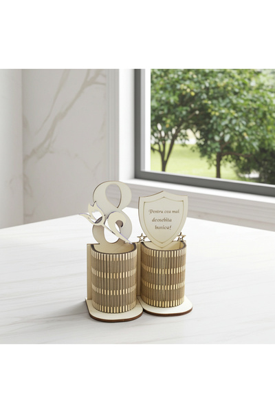 damoro Pen holder, March 8th gift, For grandmother, wood