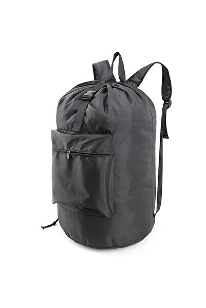 Choice Black Backpack Laundry Bag with Pocket Laundry Hamper Bag with Drawstr...