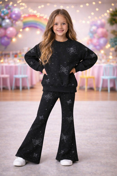 Yalçınoğlu Kids Girl's Suit Stone Embroidered Fabric Suit – Children's Tracks...