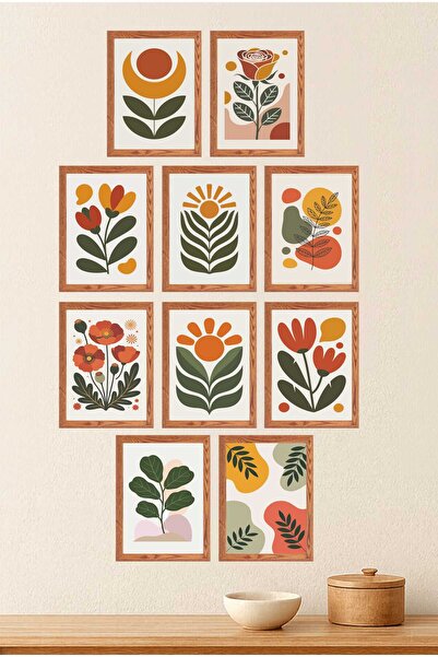 UNT Frame-Looking Boho Botanical 10-Piece Wall Painting Set – Modern Minimal ...