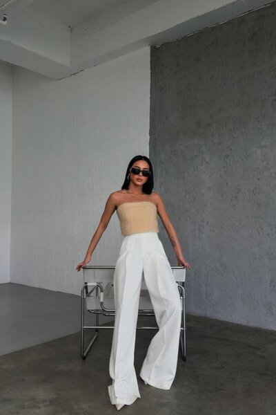 Wear Up    Three Button Detailed Palazzo Trousers