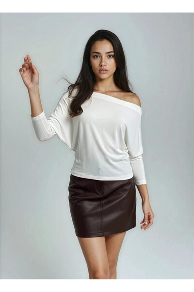 Cool & Sexy Women's Boat Neck Bat Sleeve Lycra Combed Cotton Blouse