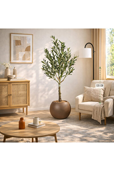 GOTA-X Luxury artificial olive tree, 120 cm tall, with decorative pot
