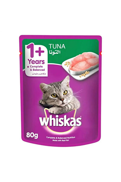 Whiskas 80G with Tuna Wet Cat Food Pouch, Purple, 1+Years Complete Balance Nu...