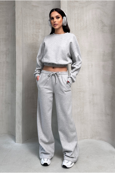 EYLANA Gray Selanik Pocketed Casual Double Set