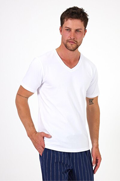 Store 100% Cotton V-Neck Slim Fit Basic Men's T-Shirt