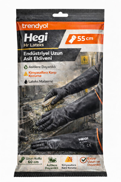 ERY İş Güvenliği Hr Lateks Endüstriyel Uzun Asit Eldiveni 55 Cm