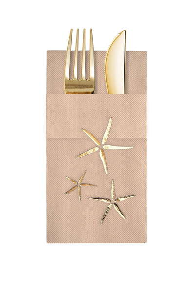 Story مناديل ورقية ملونة من ورق الكرافت مقاس 40 × 40 سم بنمط نجوم البحر الذهب...