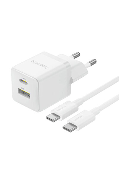 Baseus Φορτιστής γρήγορης φόρτισης τύπου C, 30W + καλώδιο τύπου C Baseus, λευκό