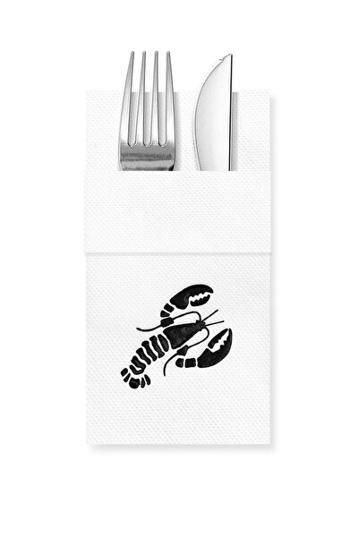 Story مناديل ورقية بيضاء اللون مقاس 40×40 سم بنقش جراد البحر الأسود مع 16 جيبًا