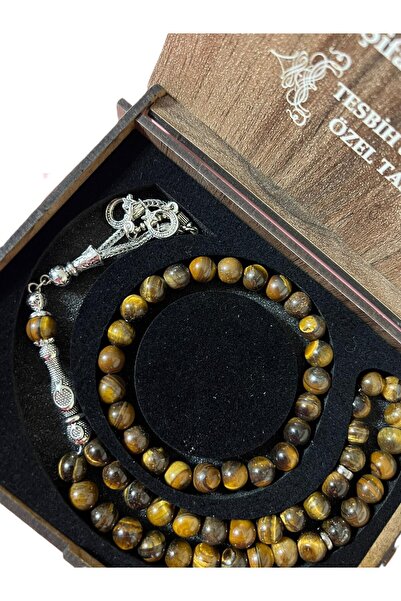 GÜLNAR BİJUTERİ Tiger Eye Stone Rosary & Bracelet Set Special Design Natural ...