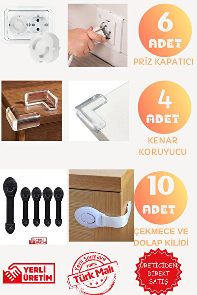 Abuy Black Triple Baby Safety and Security Set 10 Drawer Cabinet Locks 4 Corn...