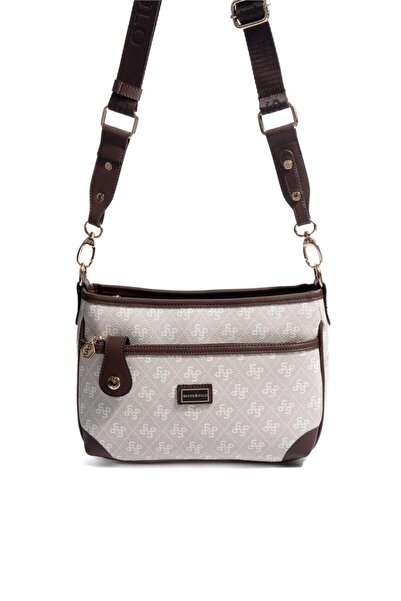 Silver Polo Silver & Polo Sp1160 Women's Crossbody Bag Monogram Stone-Brown