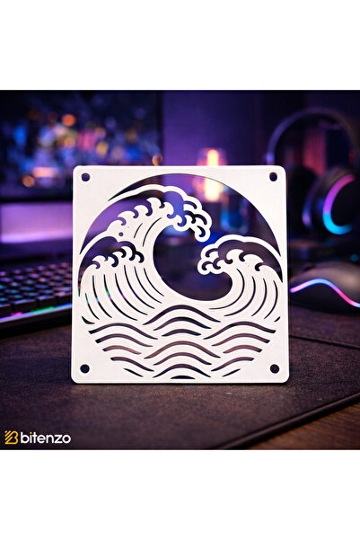 Bitenzo3D Ocean Wave 120x120 Mm Beyaz Çerçeveli Oyun PC Aksesuarı, Masaüstü B...