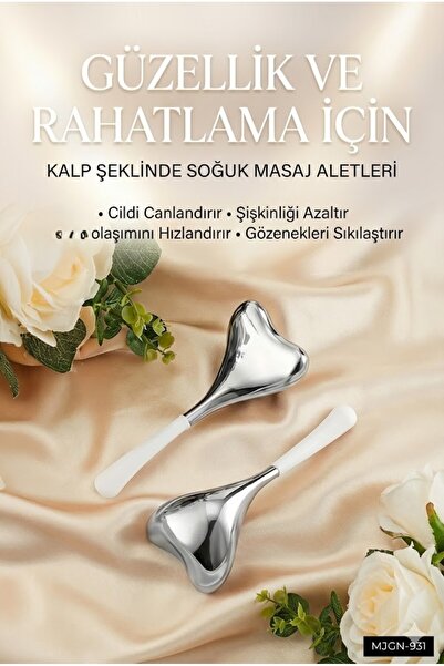 sonx Kalp Şeklinde Soğuk Yüz Masaj Aleti - Cilt Sıkılaştırıcı ve Şişkinlik Gi...