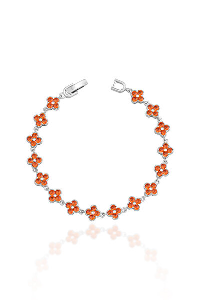 316L Stainless Steel Zircon Stone Clover Shaped Women's Bracelet No Darkening