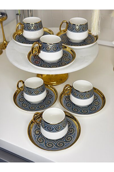 cicizuccaciye Seleny 6-Person Porcelain Turkish Coffee Cup Set