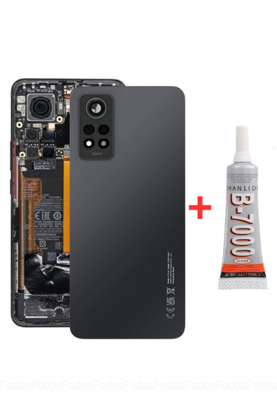 Xiaomi Redmi Note 12 Pro 4G Rear Battery Battery Cover with Camera Lens - Black + B7000 Adhesive
