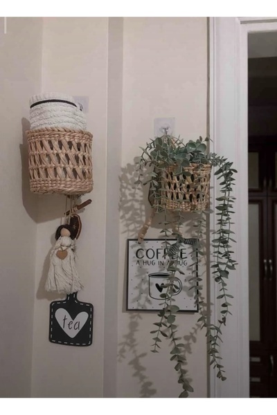 EM&MA DESİNG HASIR MİNİ KULUPLU 10X10 2'Lİ SET/BANYO, MUTFAK, BAHÇE HASIR SEPET