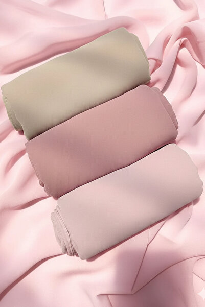 EFFRENATU 3-Piece Premium Chiffon Shawl Set – Soft Tones – 70×180 cm