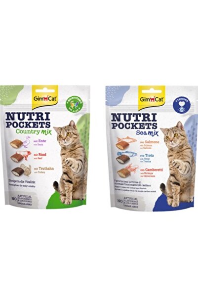 Gimcat Nutripockets Kedi Ödülü Sea Mix 150GR + Nutripockets Kedi Ödülü Countr...