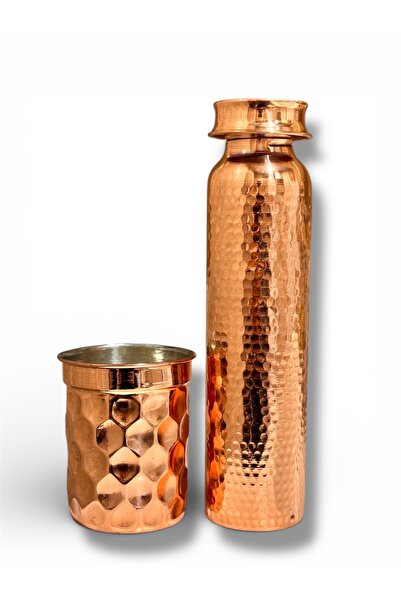 gulflower nude طقم أكواب من النحاس النقي 100% مطلي بالقصدير للمياه الصحية