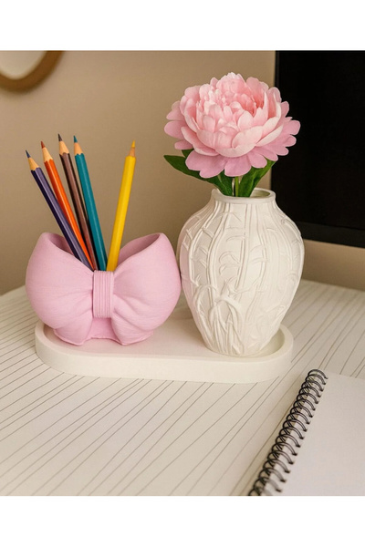 Aftonviol Pembe Fiyonk Dekoratif Fırçalık ve Kalemlik - Oda Dekoru-Kız Çocuk ...