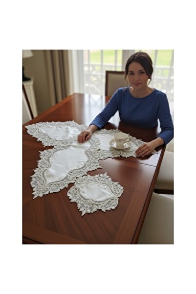 LACASA HOME LINEN طقم صالون فرنسي من الدانتيل مكون من 5 قطع من يامين