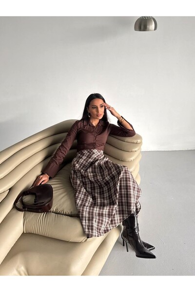 SLAW REZZ Women's Plaid Pattern Skirt High Waist Plaid Long Skirt Plaid Skirt...