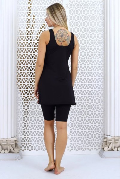 aydenahome Women's Swimsuit with Tights and Dress, Built-In Chest Pad Sewn into the Underwear, Available in Micro Lycra Stretchy Swimsuit Fabric