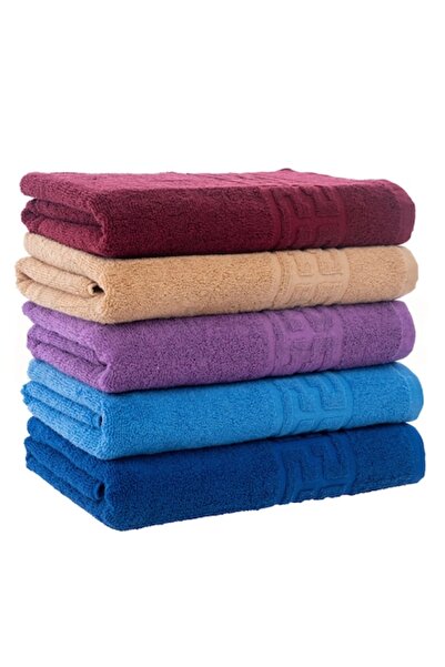 Plush Set of 5 Towels, 50x90 cm, 100% Cotton, Greek Border 550gsm