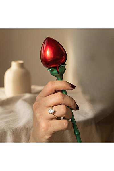 SURIA Sevgililer Günü Özel Premium Açılan Gül Kutu Kadın Damla TekTaş 14K Alt...