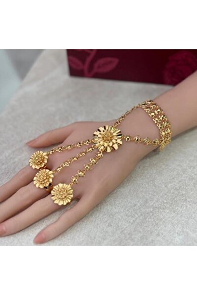 knooz قفاز بديل ذهبي اللون بنقشة عباد الشمس