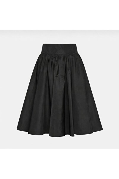 ALYEL NAKER تنورة سوداء أنيقة بخصر عالٍ وطول تحت الركبة