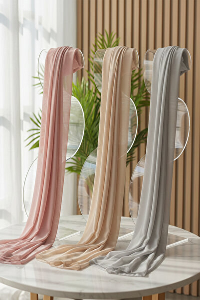 EFFRENATU 3-Piece Chiffon Shawl Set – Soft Tones – 70×180 cm