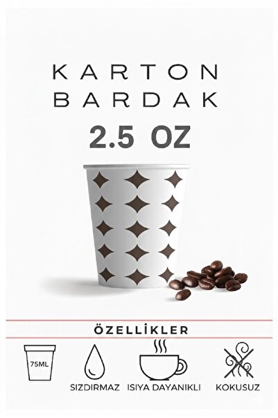 Karton Bardak 2.5 Oz (70-75 Ml) Karton Bardak, 100 Adet , Tadım Bardağı, Kahv...